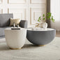 Round Marble Coffee Table Set of 2, 2 Piece White Coffee Table and End Table by Henf