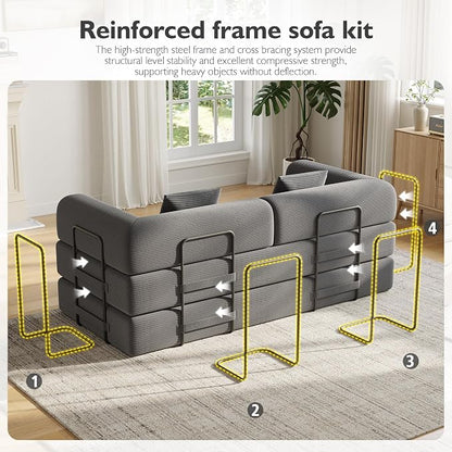 79in Convertible Sofa Bed, Corduroy Boneless Couch Bed, Futon Sleeper Sofa Pull - Image 7