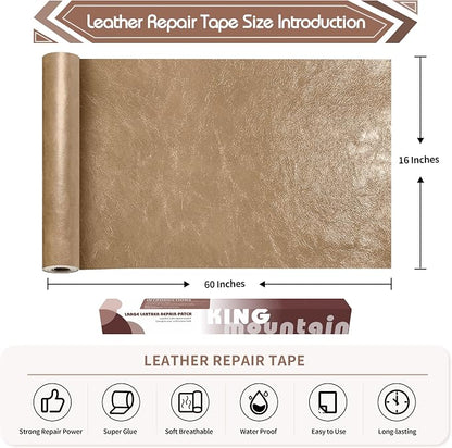 KING MOUNTAIN Leather Repair Patch, 16 x 60 Inches self Adhesive Leather Repair - Image 4