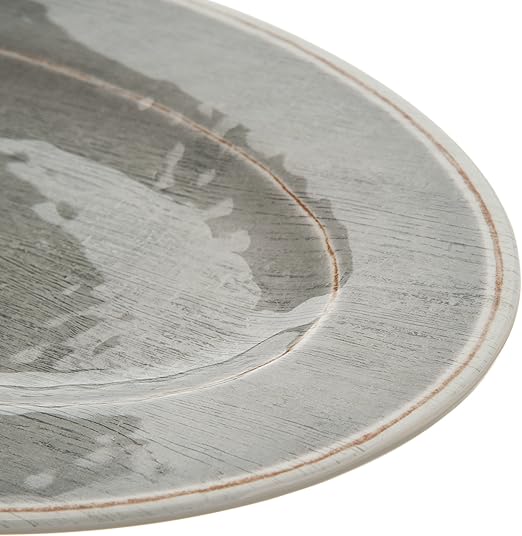 Carlisle FoodService Products Grove Resuable Plastic Oval Plate with Wide Rim for Home and Restaurant, Melamine, 12 x 8 Inches, Smoke, (Pack of 12)