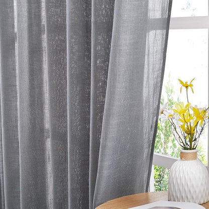 NICETOWN Bathroom Window Curtains 45 inch Length, Natural Linen Textured Rod - Image 6