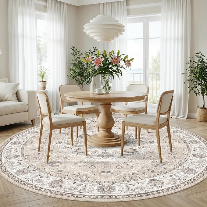 Washable 6ft Circle Round Rug: 6x6 Low-Pile Circular Rug - Image 6
