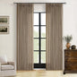 Farmhouse 80 Inch Brown Tan Pinch Pleated Linen Semi Sheer Curtains 2 Panel | by Twodrapes