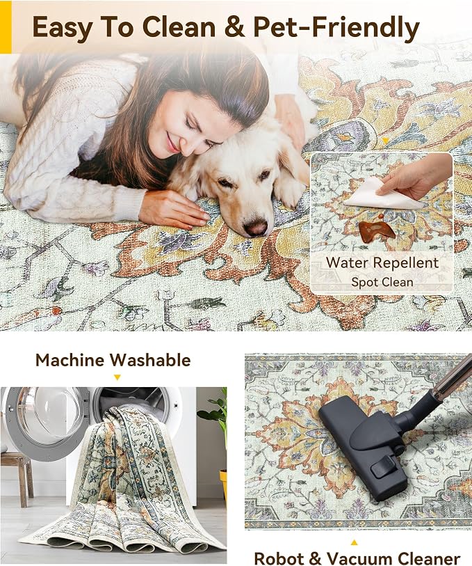 RELEANY Washable Area Rug, Runner 2'x10', Water Repellent, Pet Friendly - Image 6
