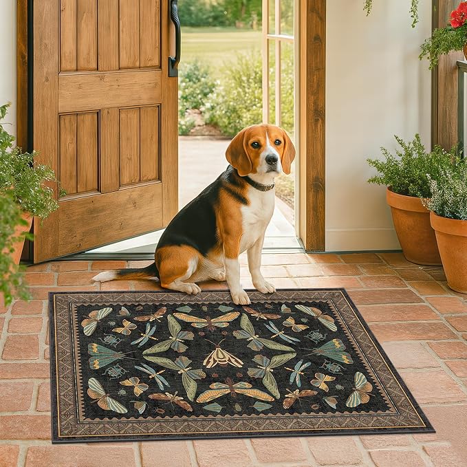 Small Black Entryway Runner Rug - Image 8