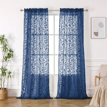 Furman Blue Sheer Curtains 96 inches Long - Image 2