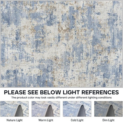 Aelenmu 8x10 Area Rugs for Living Room Bedroom Dining Room Washable Blue | Soft - Image 7
