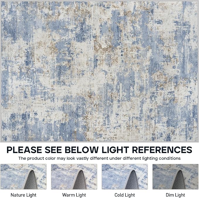 Aelenmu 5x7 Area Rugs for Living Room Bedroom Dining Room Washable Blue | Soft - Image 7