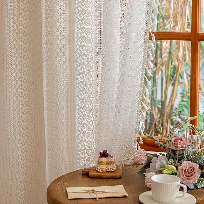 Sutuo Home White Boho Lace Curtains 72 Inches Long - Image 8