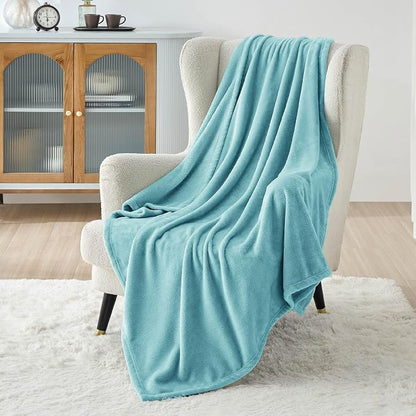 Bedsure GentleSoft Fleece Blankets Twin Size River Blue - Image 2