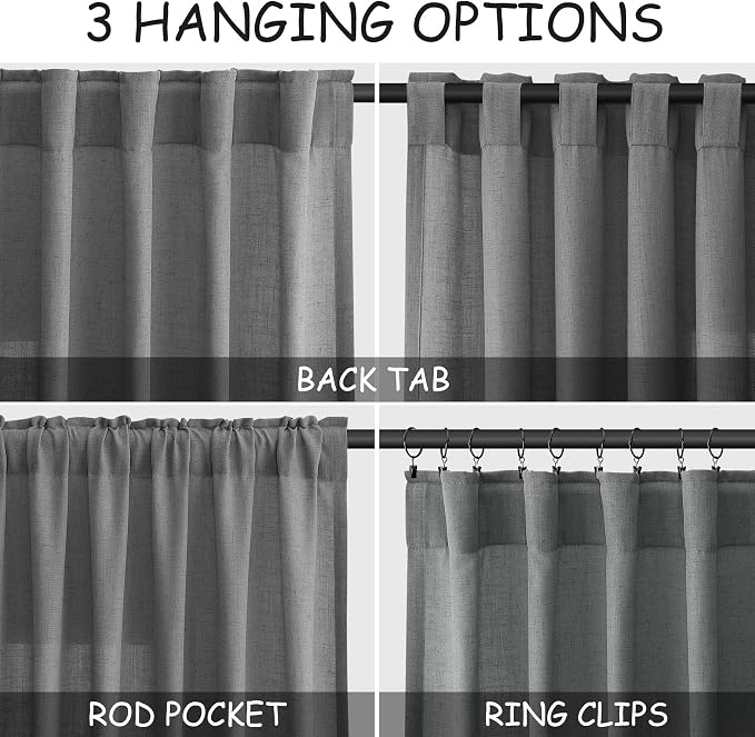 Dark Grey Linen Curtains 84 Inches Long - Image 2
