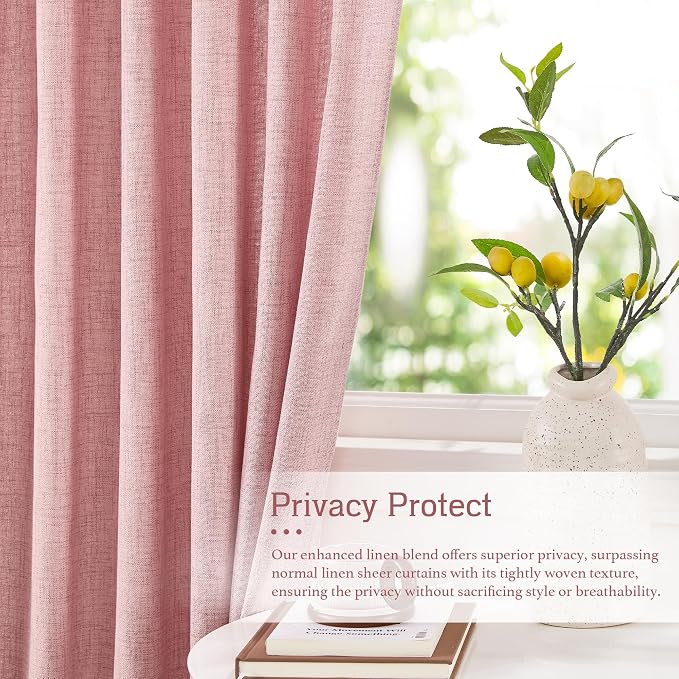 RYB HOME Sheer Curtains 102 inches, Extra Long Floor to Ceiling Curtains | Half - Image 2