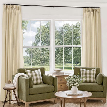 Pinch Pleat 72 x 96 Inch Linen Curtains Extra Wide Beige Semi Sheer | Neutral - Image 8