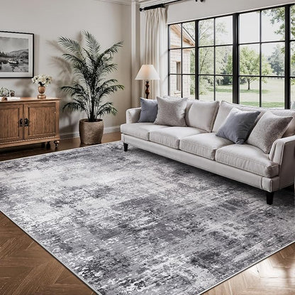 5x7 Area Rugs, Abstract Modern Ultra Soft Washable Rug, Non Slip Carpet by Yarooge