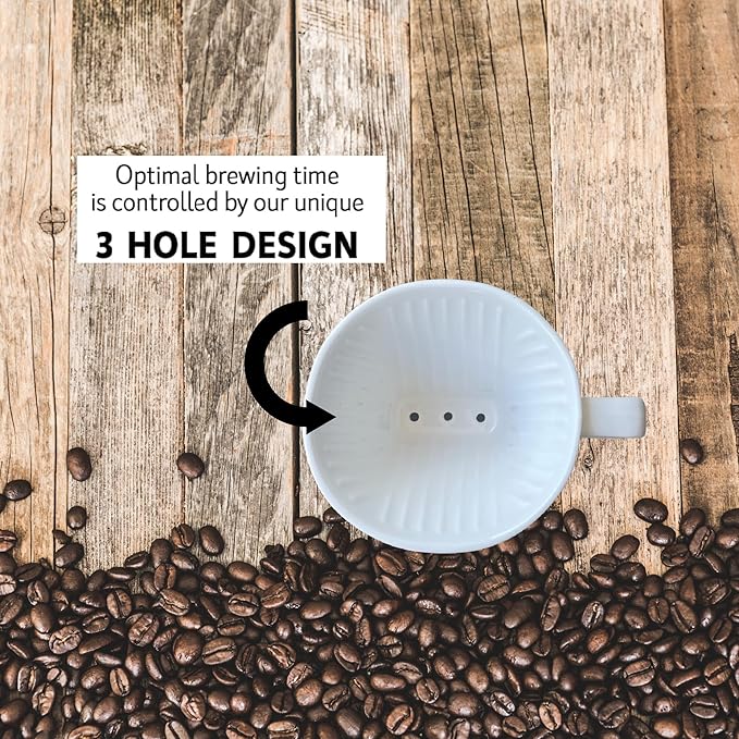Pug Coffee Pour Over Single Cup Ceramic Brewer Coffee Maker with Melitta Filters