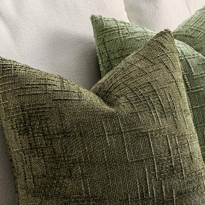 MIULEE Chenille Textured Throw Pillow Covers Olive Green 20x20 Set of 2 | - Image 3