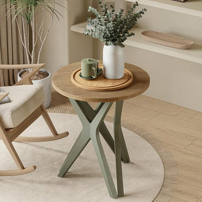 Pedestal Farmhouse End Table Set of 2, Distressed Top - Image 7