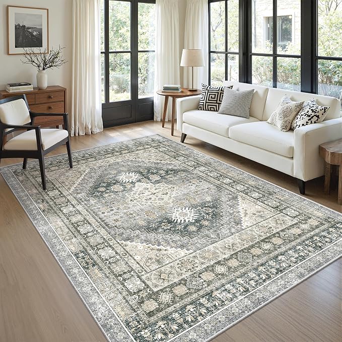 5x7 Area Rugs for Living Room, Large Washable Rug, Wheat | Rugs for Bedroom by Zesthome