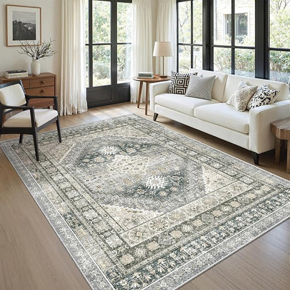 5x7 Area Rugs for Living Room, Large Washable Rug, Wheat | Rugs for Bedroom by Zesthome