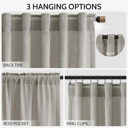 Silver Grey Linen Curtains 120 Inch Extra Long - Image 2