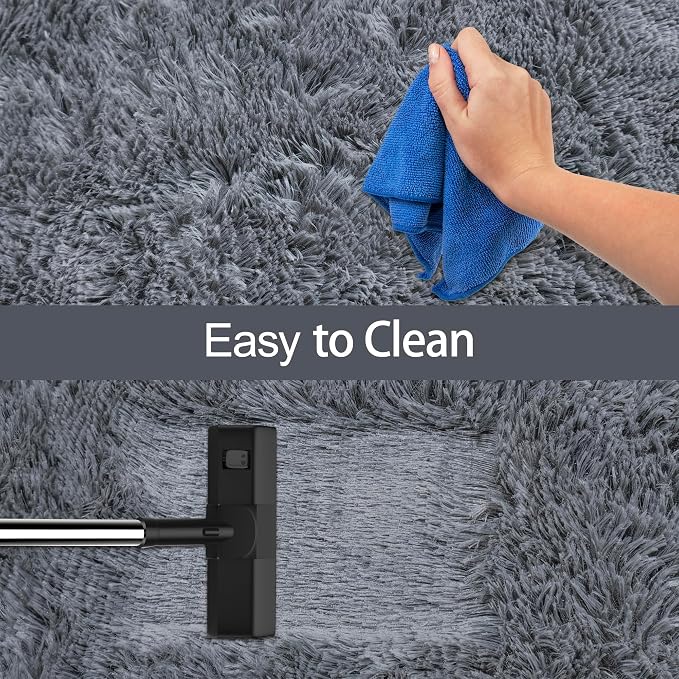 Grey Runner Rug for Bedroom Black Grey 2x5ft Fluffy Area Rug Bedside Runner Rug - Image 7