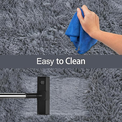 Grey Runner Rug for Bedroom Black Grey 2x5ft Fluffy Area Rug Bedside Runner Rug - Image 7