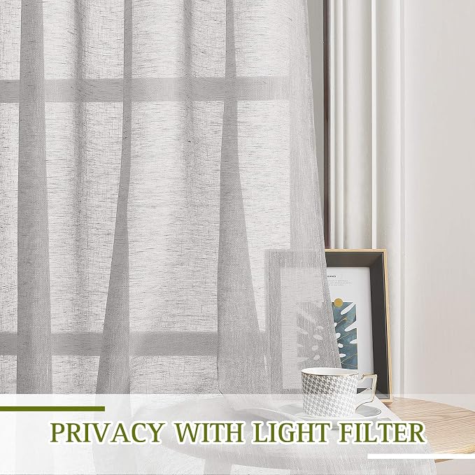 NICETOWN Linen Sheer Sliding Door Curtains 84 inch Long - Image 5