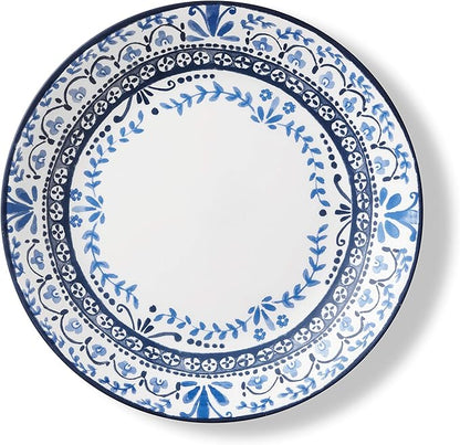 Corelle Vitrelle 18-Piece Service for 6 Dinnerware Set, Triple Layer Glass and Chip Resistant, Lightweight Round Plates and Bowls Set, Portofino