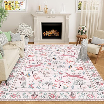 DUKINO 6x9 Area Rug, Washable Animal Living Room Rug Non Slip, Low Pile by DUKINO