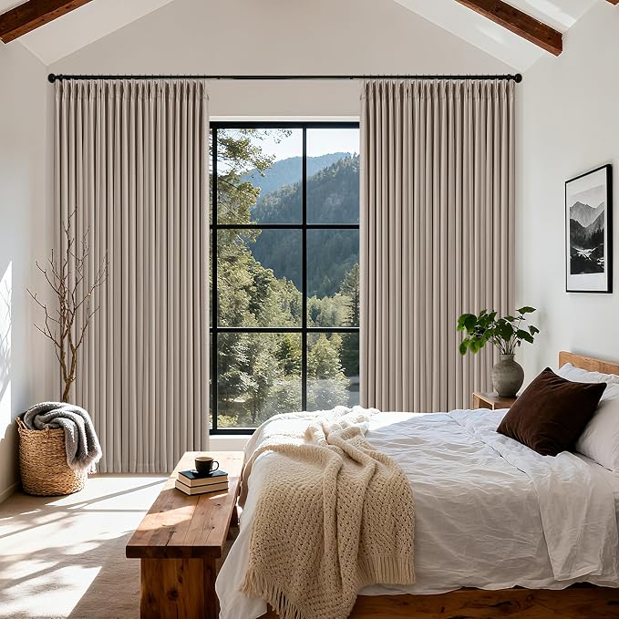 70 Inch Wide Blackout Pinch Pleat Curtains 108 Inches Long Burlywood Birch | - Image 7