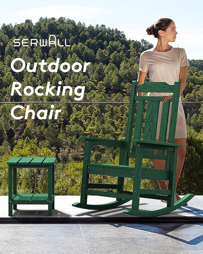 SERWALL HDPE Outdoor Rocking Chair Set of 2, Patio Rocking Chairs Set, Rocking - Image 6