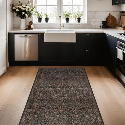 Washable 3x6 Runner Rug for Entryway, Dark Brown Boho Large Kitchen Rug - Image 3