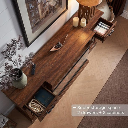 OKD 3-Sided Glass Farmhouse Fireplace TV Stand - Image 5