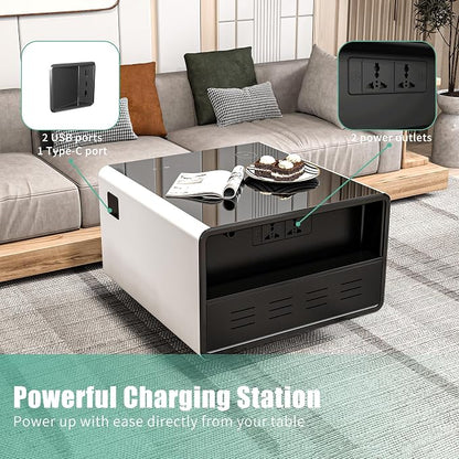 LUMISOL Smart Side Table with Built-in Fridge, Wireless Charging, Temperature - Image 4
