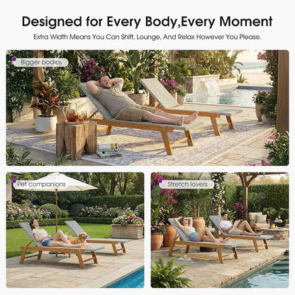 PURPLE LEAF Extra Large Patio Chaise Lounge 2 Pieces French Outdoor Wicker - Image 4