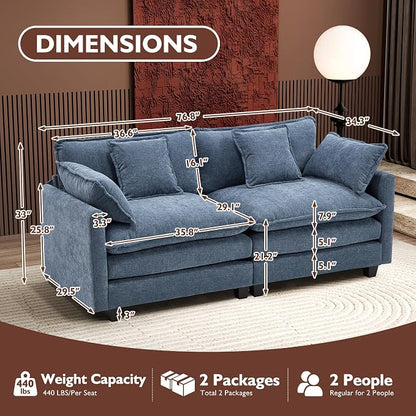 Ihanherry Cloud Sofa 77 Inch Loveseat, Modern Sectional Couch, 2-Seats Sofa - Image 2