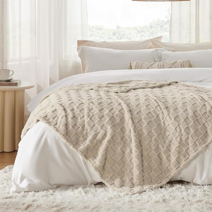 Bedsure GentleSoft Neutral Beige Throw Blanket - Image 5