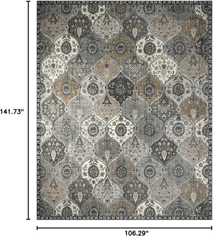 Lahome Moroccan 9x12 Rug for Living Room, Soft Washable Grey Bedroom Rug | - Image 2