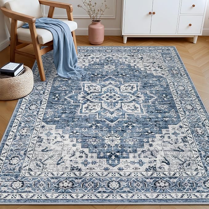 4x6 Area Rugs Living Room: Washable Vintage Rug - Image 4