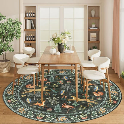 DUKINO 6ft Round Rug for Bedroom, Washable Soft Non Slip Circle Rug, Stain - Image 4