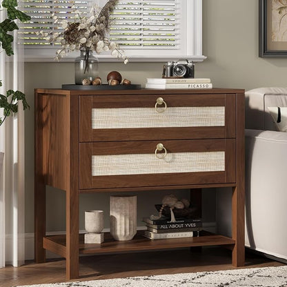Xixini Nightstand wih 2 Drawers & Open Shelf, Small Mid Century Modern Night - Image 4
