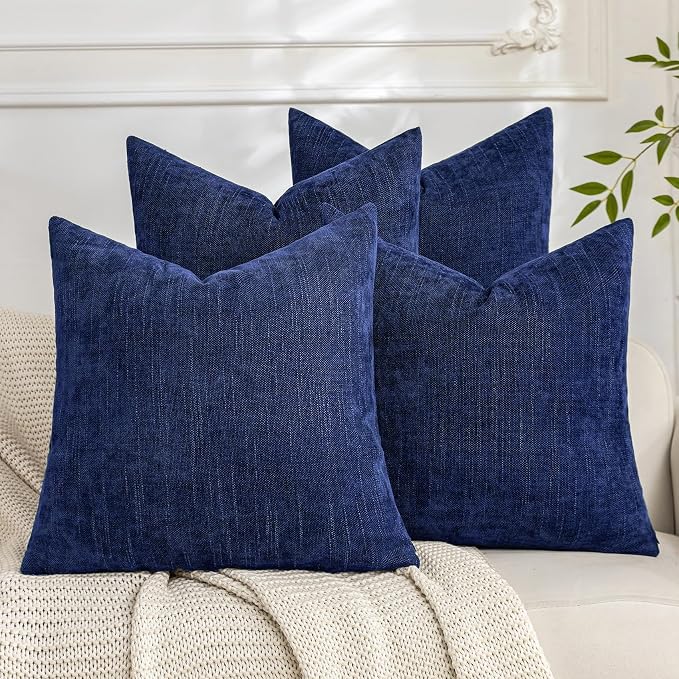 Set of 4 Soft Textured Decorative Throw Pillow Covers 24x24 Inch Cozy Farmhouse by Cozoomy