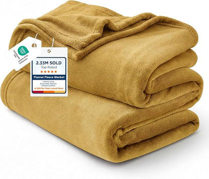 Bedsure GentleSoft Fleece Throw XL Blanket Yellow by Unknown