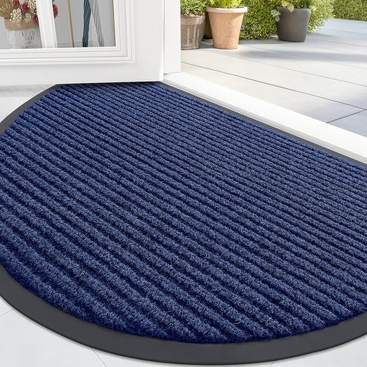 OLANLY Half Circle Front Door Mat 47x23, Waterproof Heavy-Duty Doormat | Blue by OLANLY