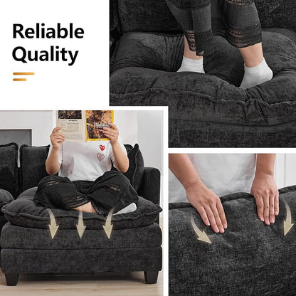 147'' Modualr Sectional Cloud Deep Seat Couch, Oversized Chenille U Shaped - Image 5