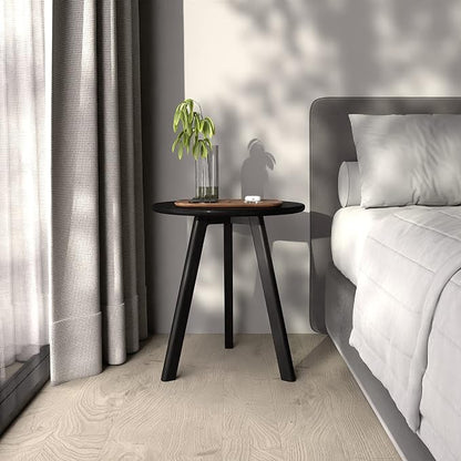 Round End Table Side Table 100% Solid Wood Occasional Table Minimal - Image 9