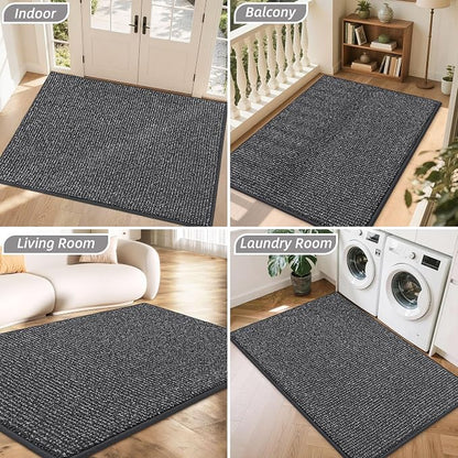 BEQHAUSE Dirt Trapper Door Mat 36"x60", Non-Slip Washable Doormat, Charcoal | - Image 8