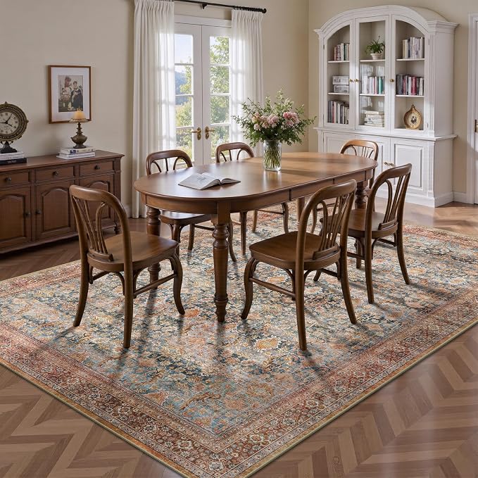 6x9 Area Rugs - Washable Vintage Retro Living Room Rug, Soft Ultra Thin Non - Image 4