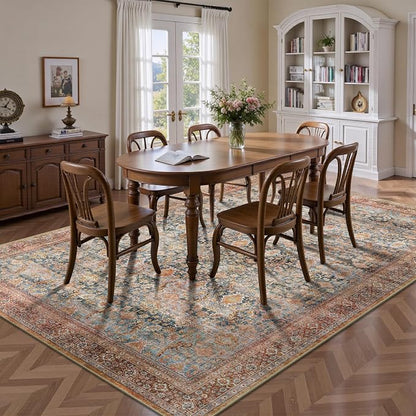 5x7 Area Rugs - Washable Vintage Retro Living Room Rug, Soft Ultra Thin Non - Image 4