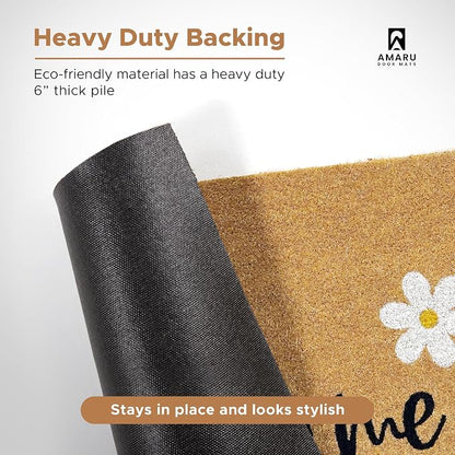 Coir Welcome Mat, Welcome Daisies, 17 x 29 in | 100% Natural Coir, Anti-Shedding - Image 6